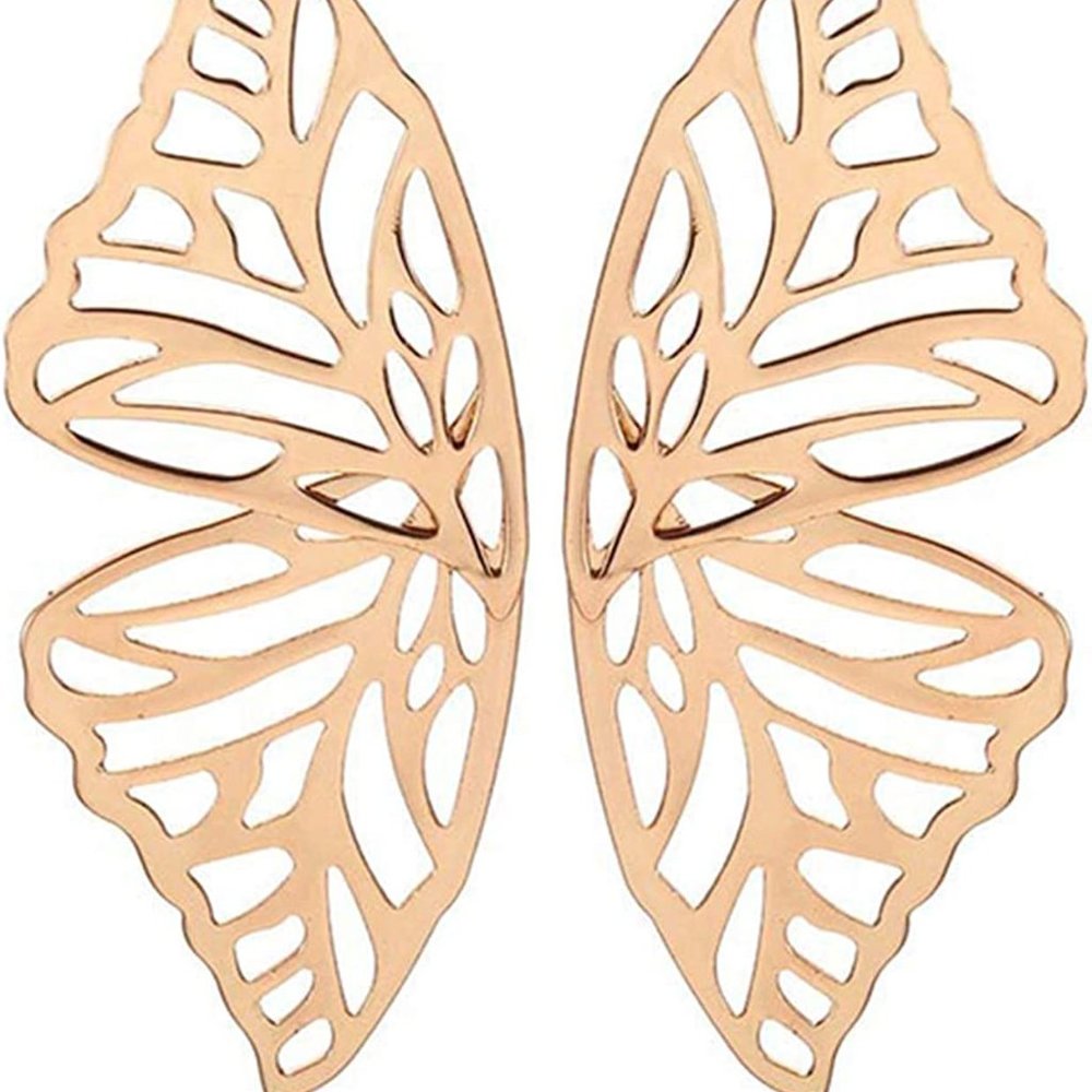 Butterfly Golden Big Earrings - Picture 3 of 6
